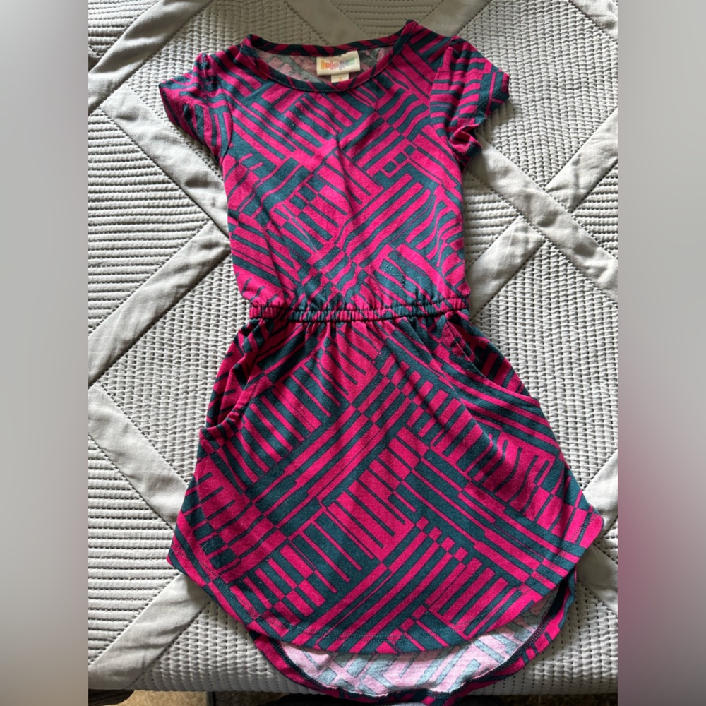 LuLaRoe Pink and Blue Geometric Dress